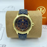 Tory Burch The Miller Chronograph Blue Dial Blue Jacquard Strap Watch for Women - TBW1038
