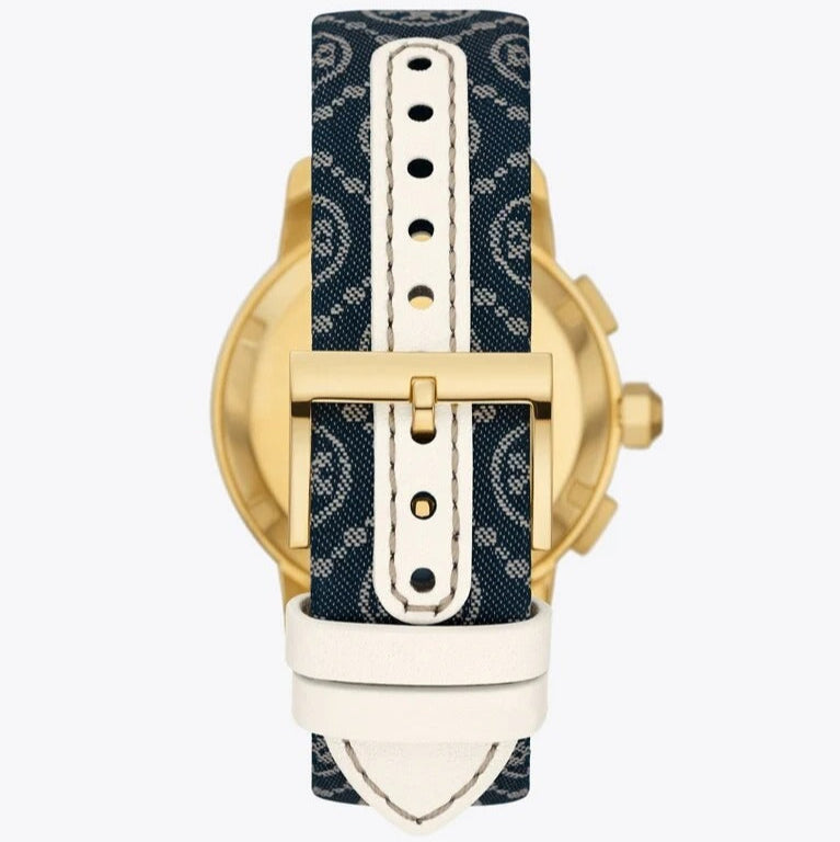 Tory Burch The Miller Chronograph Blue Dial Blue Jacquard Strap Watch for Women - TBW1038