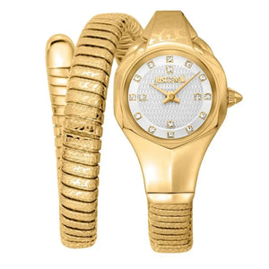 Just Cavalli Amalfi Silver Dial Gold Steel Strap Watch for Women - JC1L270M0025