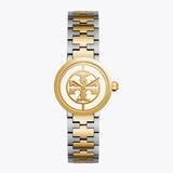 Tory Burch Reva Gold Dial Two Tone Steel Strap Watch for Women - TBW4016