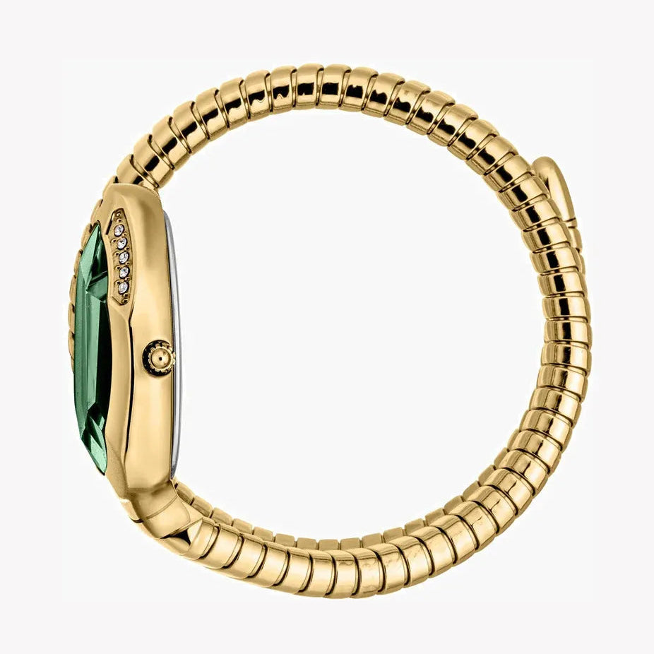 Just Cavalli Serpente Metallica Green Dial Gold Steel Strap Watch for Women - JC1L223M0035