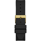 Guess Fame Quartz Gold Dial Black Leather Strap Watch For Women - GW0548L3