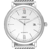 IWC Portofino Automatic White Dial Silver Mesh Bracelet Watch for Men - IW356505