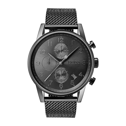 Hugo Boss Navigator Grey Dial Grey Mesh Bracelet Watch for Men - 1513674