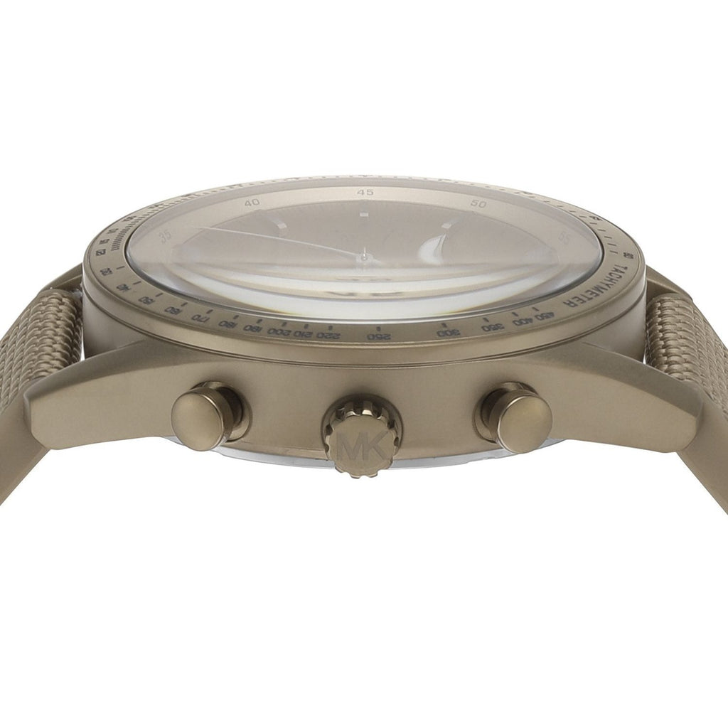 Michael Kors Warren Chronograph Beige Dial Beige Nylon Strap Watch for Men - MK9145