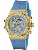 Guess Fusion Chronograph Blue Dial Blue Leather Strap Watch For Women - GW0553L3