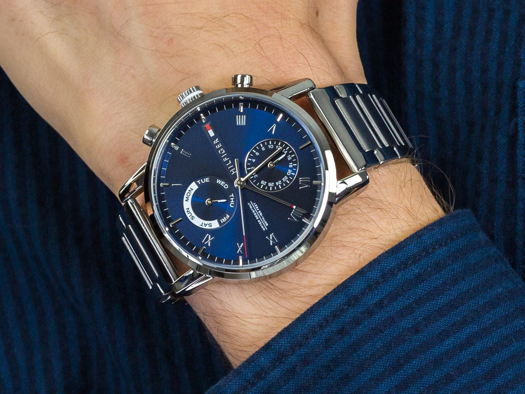 Tommy Hilfiger Kane Blue Dial Silver Steel Strap Watch for Men - 1710401