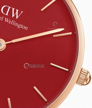 Daniel Wellington Petite Suffolk Red Dial Red Leather Strap Watch For Women - DW00100404