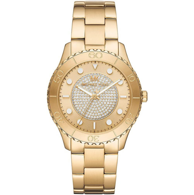 Michael Kors Runway Three-Hand Gold Dial Gold Steel Strap Watch For Women - MK6911