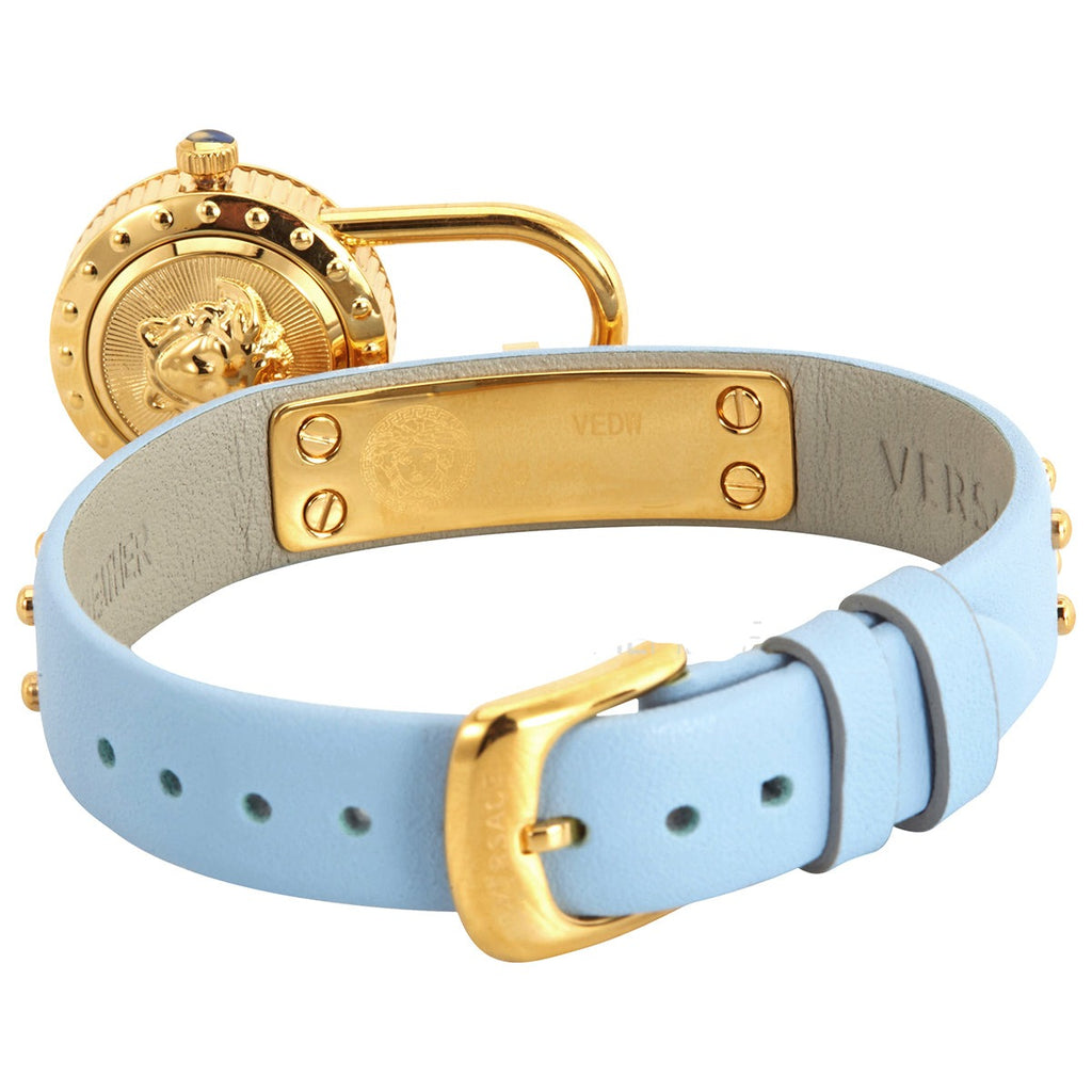 Versace Medusa Lock Icon Quartz White Dial Blue Leather Strap Watch for Women - VEDW00419