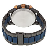 Fossil Nate Chronograph Blue Dial Two Tone Steel Strap Watch for Men - JR1494
