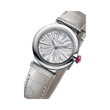 Bvlgari LVCEA Diamonds Silver Mother of Pearl Dial Silver Leather Strap Watch for Women - LVCEA103367