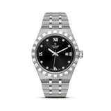 Tudor Royal Automatic Diamonds Black Dial Silver Steel Strap Watch for Men - M28600-0004