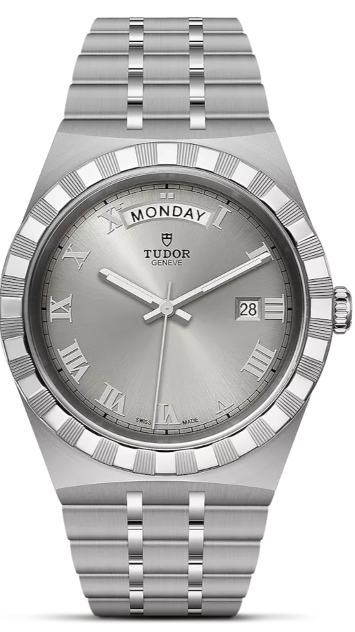 Tudor Royal Day Date Diamonds Automatic Silver Dial Silver Steel Strap Watch for Men - M28600-0002