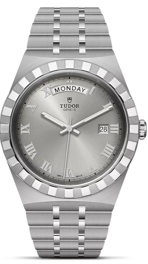 Tudor Royal Day Date Diamonds Automatic Silver Dial Silver Steel Strap Watch for Men - M28600-0002