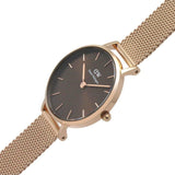 Daniel Wellington Petite Amber Brown Dial Gold Mesh Strap Watch For Women - DW00100476