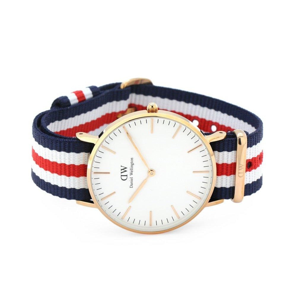 Daniel Wellington Classic Canterbury White Dial Two Tone NATO Strap Watch For Women - DW00100030