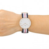 Daniel Wellington Classic South Hampton White Dial Two Tone Nylon Strap Watch For Women - DW00100034