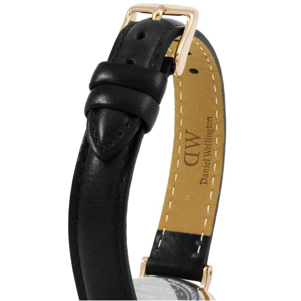 Daniel Wellington Classic Petite Sheffield White Dial Black Leather Strap Watch For Women - DW00100230