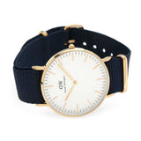 Daniel Wellington Classic Bayswater White Dial Navy Blue NATO Strap Watch For Women - DW00100279