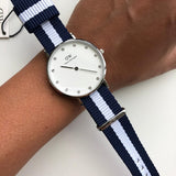Daniel Wellington Classy Glasgow White Dial Two Tone Nylon Strap Watch For Women - DW00100082