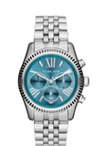Michael Kors Lexington Chronograph Blue Dial Silver Steel Strap Watch For Women - MK5887