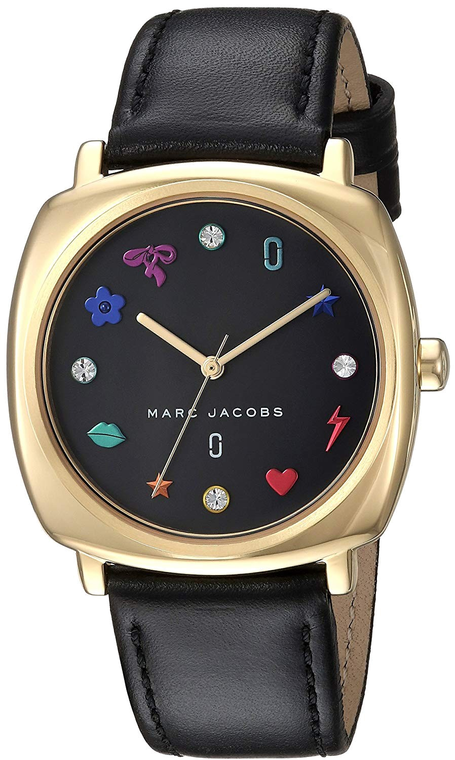 Marc Jacobs Mandy Black Dial Black Leather Strap Watch for Women - MJ1