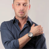 Maserati Triconic Chronograph White Dial Blue Leather Strap Watch For Men - R8871639001