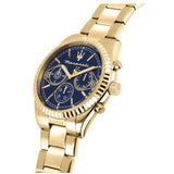 Maserati Competizione Chronograph Blue Dial Gold Steel Strap Watch For Men - R8853100026