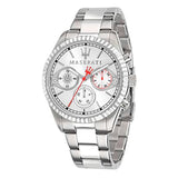 Maserati Competizione Chronograph White Dial Silver Steel Strap Watch For Men - R8853100017
