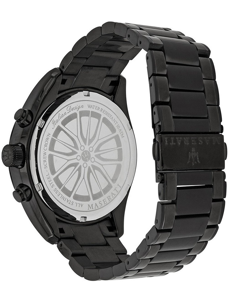 Maserati SFIDA Chronograph Black Dial Black Steel Strap Watch For Men - R8873640011