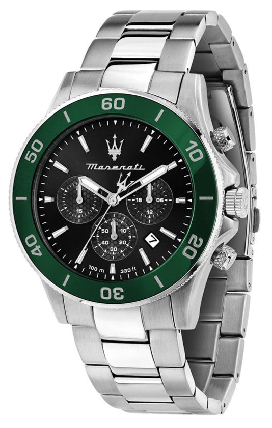 Maserati Competizione Chronograph Black Dial Silver Steel Strap Watch For Men - R8873600008