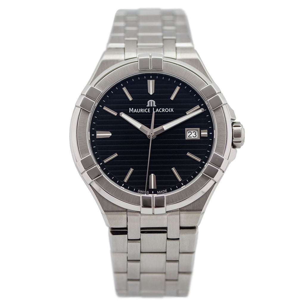 Maurice Lacroix Aikon Venturer Black Dial Silver Steel Strap Watch for Men - AI1008-SS002-331-1