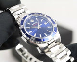 Movado Series 800 Blue Dial Silver Steel Strap Watch For Men - 2600137