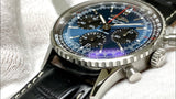 Breitling Navitimer B01 Chronograph 41 Blue Dial Black Leather Strap Watch for Men - AB0139241C1P1