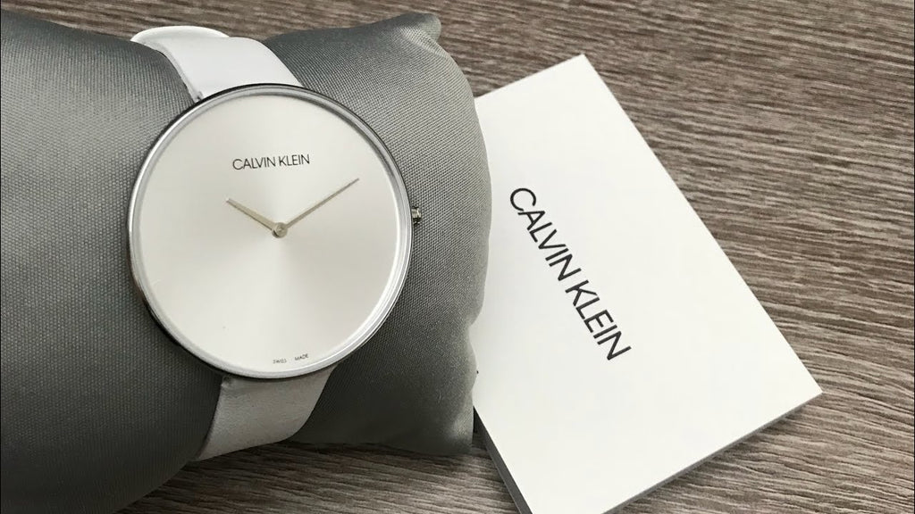 Calvin Klein Full Moon White Dial White Leather Strap Watch for Women - K8Y231L6