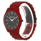 Michael Kors Slim Runway Quartz Black Dial Red Steel Strap Watch for Men - MK8712
