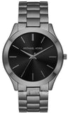 Michael Kors Slim Runway Quartz Black Dial Grey Steel Strap Watch For Men - MK1044