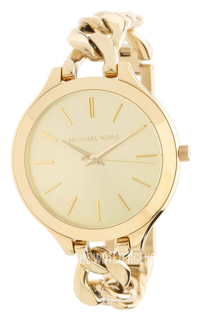 Michael Kors Runway Gold Dial Gold Steel Strap Watch for Women - MK3222
