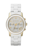 Michael Kors Runway Chronograph White Dial White Steel Strap Watch for Women - MK5145