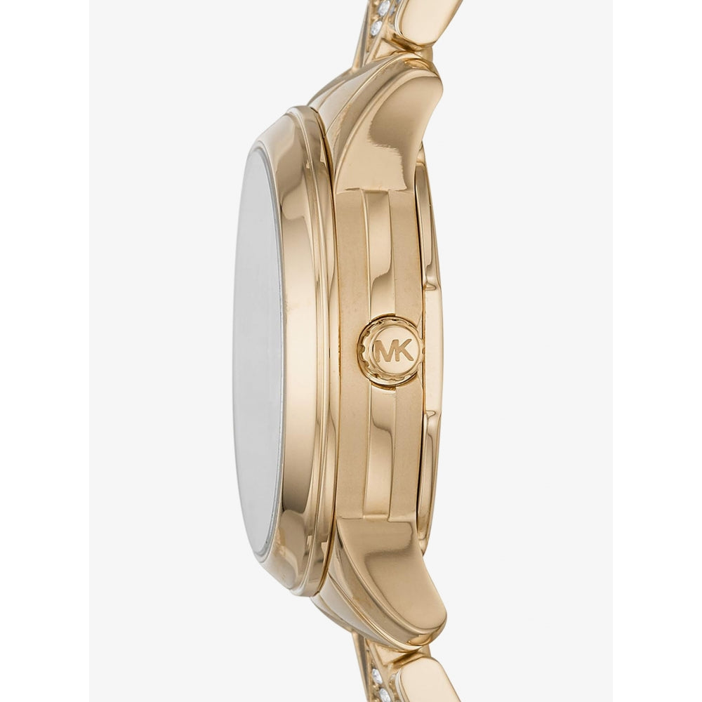 Michael Kors Runway Mercer Analog Brown Dial Gold Steel Strap Watch For Women - MK6855