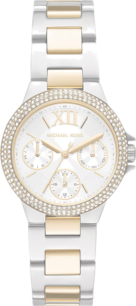 Michael Kors Camille Multifunction Silver Dial Two Tone Steel Strap Watch For Women - MK6982