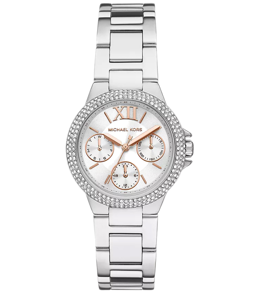 Michael Kors Camille Chronograph White Dial Silver Steel Strap Watch For Women - MK7198