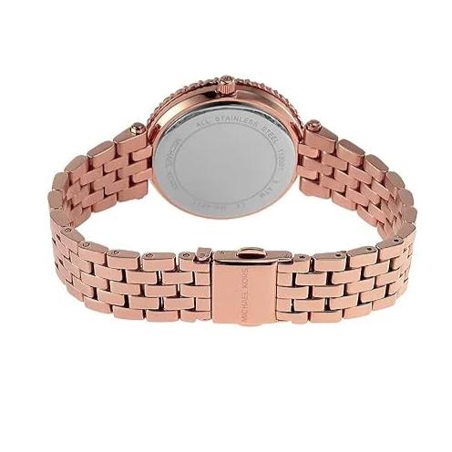 Michael Kors Darci Pave Silver Dial Rose Gold Steel Strap Watch For Women - MK4517