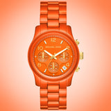 Michael Kors Runway Chronograph Limited Edition Orange Dial Orange Steel Strap Watch for - MK7477LE