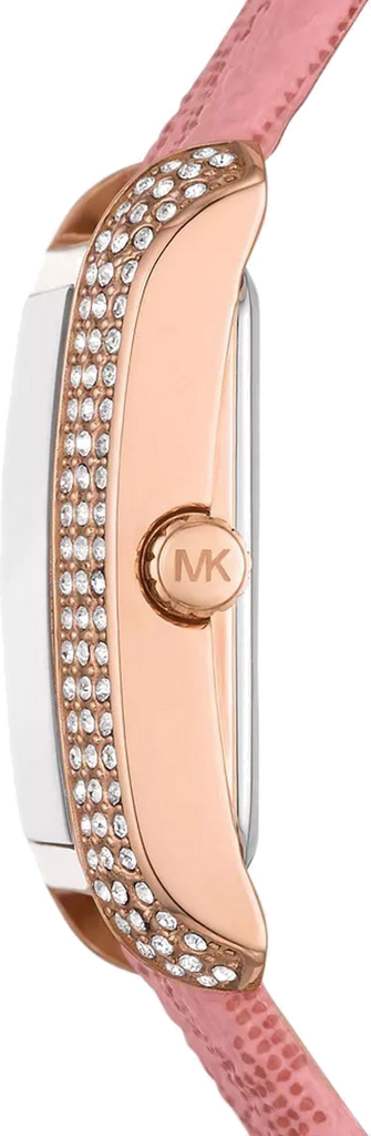 Michael Kors Emery Quartz Diamonds Red Dial Pink Leather Strap Watch For Women - MK2966