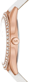 Michael Kors Harlowe Analog Rose Gold Dial White Leather Strap Watch For Women - MK2989