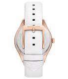 Michael Kors Harlowe Analog Rose Gold Dial White Leather Strap Watch For Women - MK2989