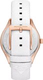 Michael Kors Harlowe Analog Rose Gold Dial White Leather Strap Watch For Women - MK2989