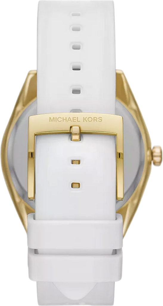 Michael Kors Janelle Three Hand Silver Dial White Rubber Strap Watch For Women - MK7141